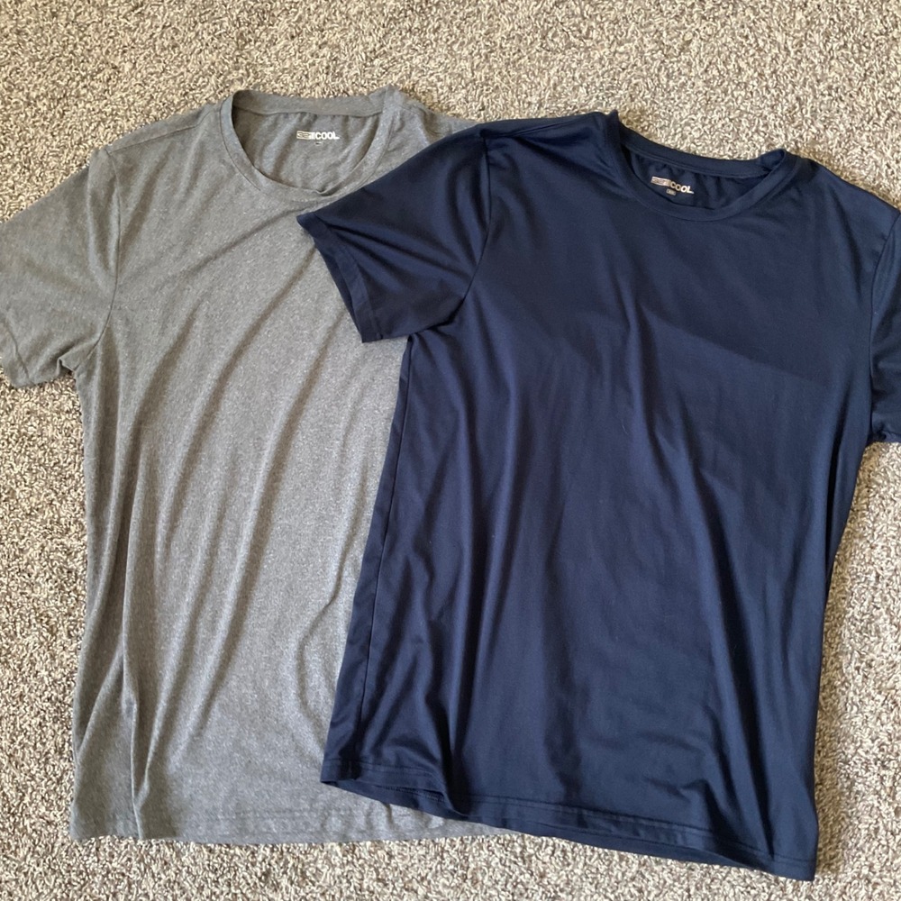 Bundle 2 32 Degrees Cool Classic T Shirts Mens Medium Navy Gray Performance Tee